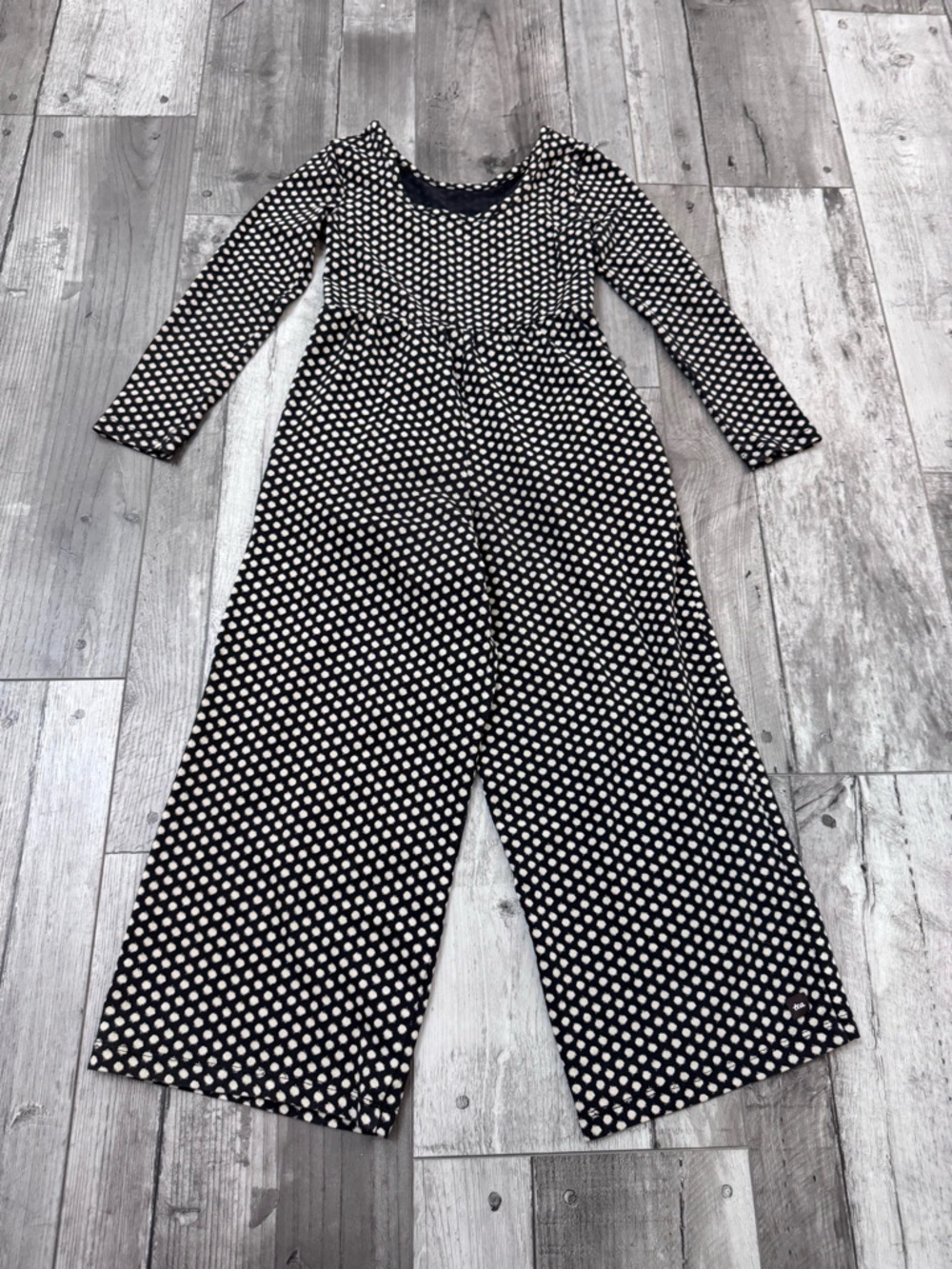 Tea Collection Just for Kicks Black Polka Dot Long-Sleeve Jumpsuit Girls 6 - Picture 7 of 7